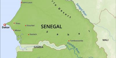 Քարտեզ ֆիզիկական քարտեզ Սենեգալի